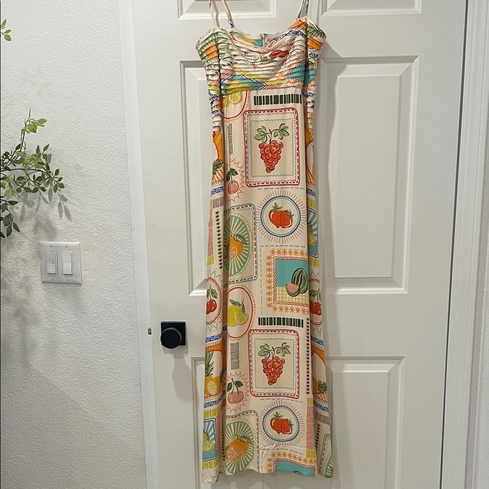 Vibrant Fruit Print Maxi Dress